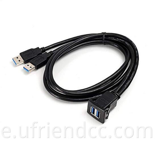 USB 3.0 A DEMITY -to Female -tosible -Flush -Panel -Mount Dual Port USB -Wasserdichte Kabel für Autoboot Motorrad
